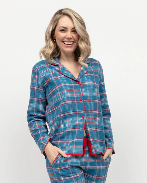 Піжама жіноча жакет з довгим рукавом та штани Cyberjammies Montana 0495/0496 16 (48/XL) блакитний у клітинку т1967-М1905-М2955 фото