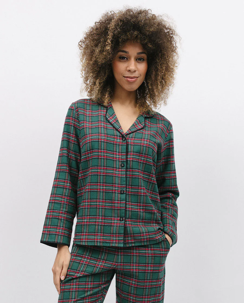 Піжама жіноча жакет з довгим рукавом та штани Cyberjammies Whistler 9840/9841 18 (50/2XL) зелений у клітинку т1981 фото