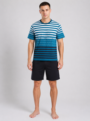 Піжама чоловіча футболка та шорти Gotzburg Celio 451287-4007 52/L чорний/смужка 13419 фото