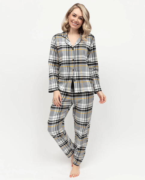Піжама жіноча жакет з довгим рукавом та штани Cyberjammies Parker 0472/0473 12 (44/M) сірий в клітинку т1974 фото