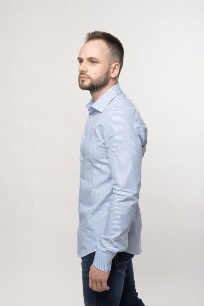 Сорочка чоловіча Luca Bertelli Confort 30640С 40 синя смужка г4376 фото