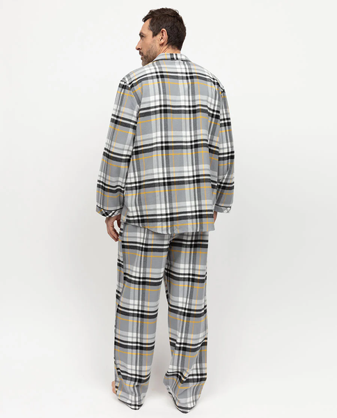 Піжама чоловіча сорочка з довгим рукавом та штани Cyberjammies Parker 3028/3029 S сірий у клітинку т2017 фото